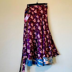 NEW w/tags: Darn Good Yarn Sari Silk Wrap Skirt